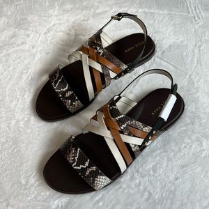 Cole Haan  Francie  Leather Snake Print Color Block Sandals, 9.5 New